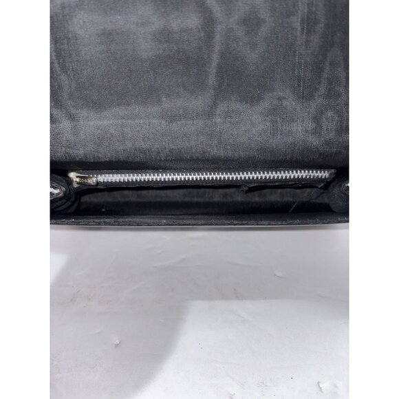 1950's VINTAGE  FORTUNE HONG KONG BLACK SATIN BEADED HARD SIDED CLUTCH PURSE - Picture 7 of 8